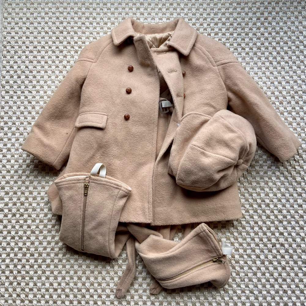 Kids' Tan Wool Coat with Matching Pants